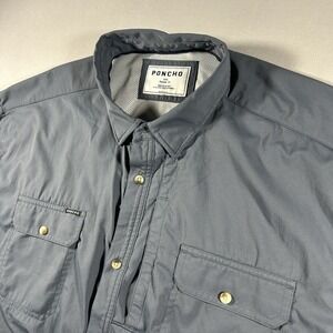 Mens Poncho Shirt XXL 2XL Gray Short Sleeve Button Up Fishing Vented Outdoor